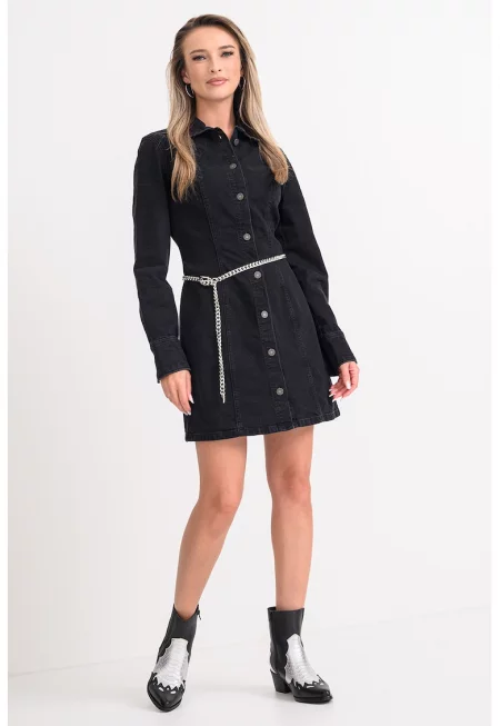 Вталена къса рокля - Избеляло черно