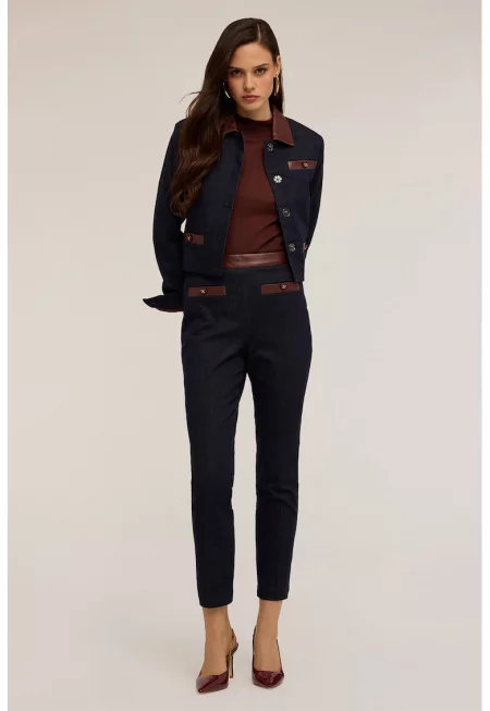 Яке от деним с еко кожа