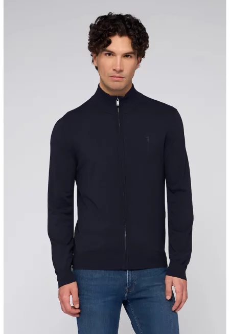 Жилетка с цип и ниска яка - Ултрамарин синьо