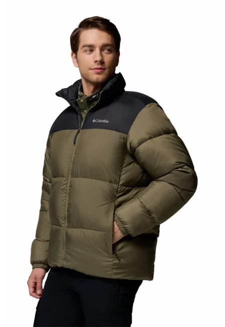 Зимно капитонирано яке Puffect III с бухнал дизайн - Черен/Маслинено зелено