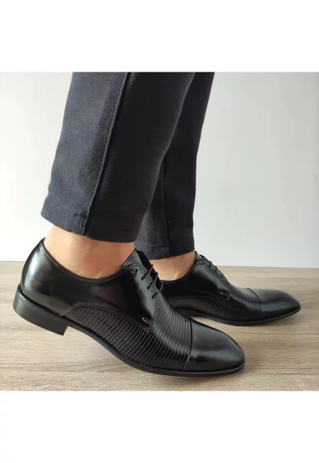 8696-0017 Елегантни Мъжки Обувки Черно - Черно