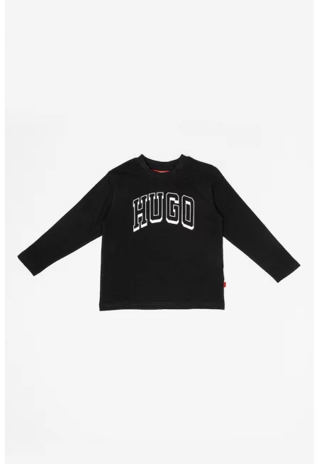 Блуза от памук с лого - Бял/Черен