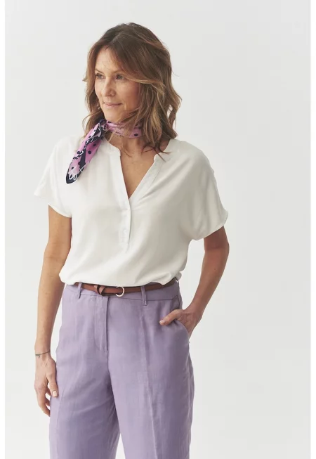 Блуза с къси ръкави - Мръснобял