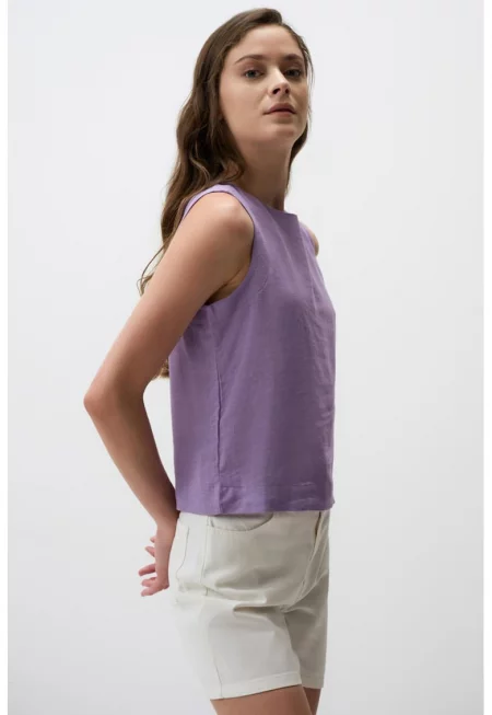 Блуза с лен - Лилав