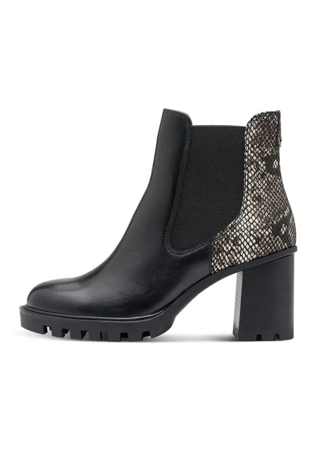 Боти Chelsea от кожа и еко кожа - Черен/Кафяв/Мръснобял