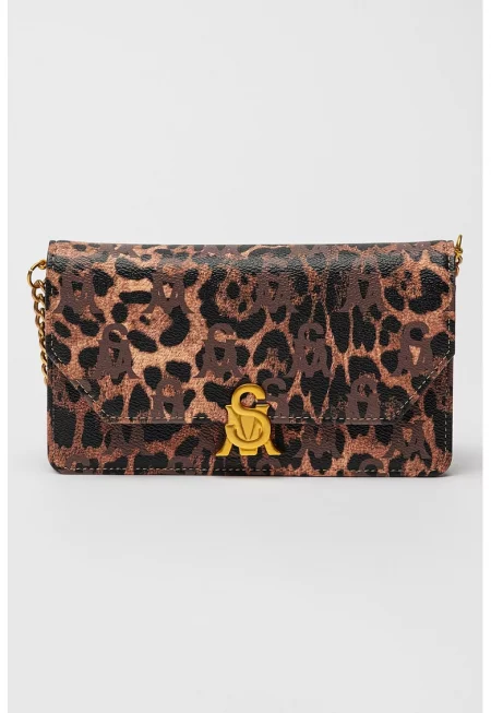 Чанта през рамо Noreen с принт - Черен/Кафяв