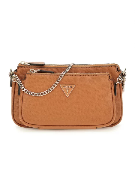 Чанта през рамо от еко кожа с отделящ се несесер - Карамел