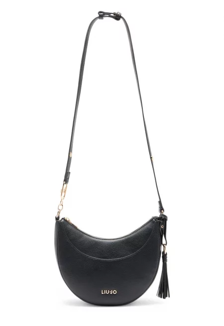 Чанта с форма на полумесец от еко кожа - Черен