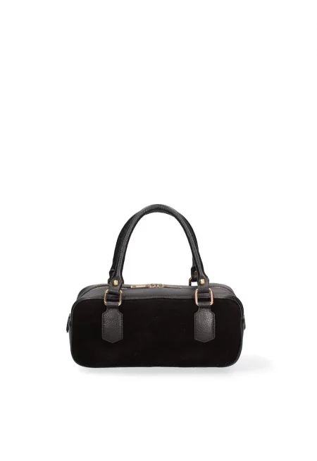 Чанта Seraphina Elite от велур и кожа - Черен