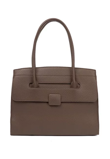 Чанта за рамо  кафява - от еко кожа с текстура - класически дизайн - елегантна и функционална