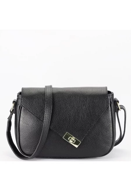 Черна чанта от естествена кожа 8911 128 18122 - Черен