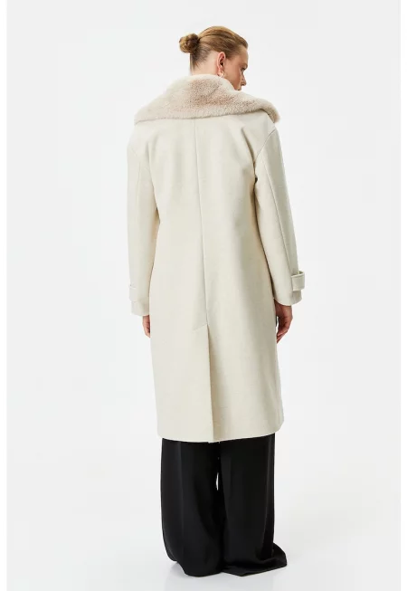 Дълго палто с еко пух