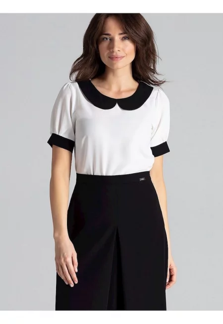 Дамска блуза  бежова - къса - елегантна - 80% полиестер - 3% еластан