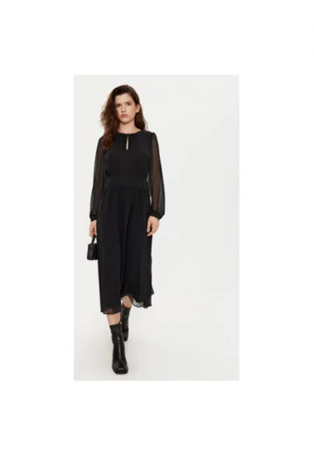 Дамска рокля -  305183002 - Рециклиран полиестер - Черен - Черен