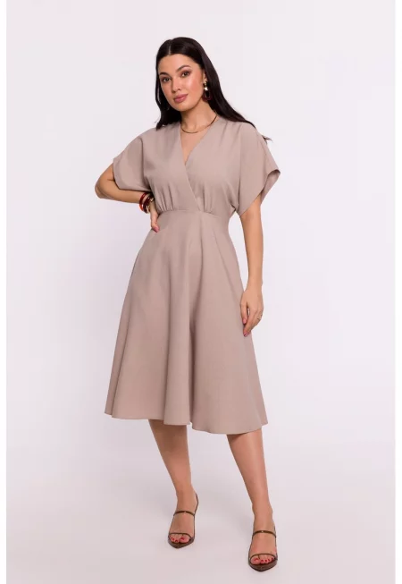 Дамска рокля - разкроена - полиестер - бежово