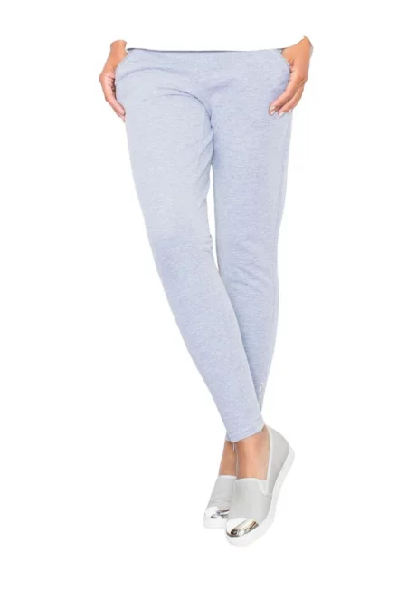 Дамски панталон  M338 - сив - еластичен - с джобове - полиестер/еластан - размер