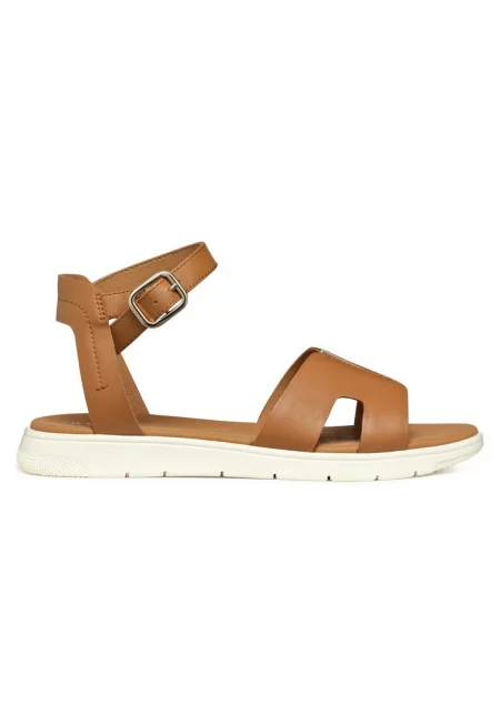 Дамски сандали - D55NNB-05443 -  Естествена кожа - Кафяв