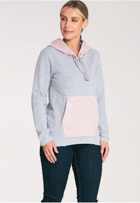 Дамски суичър  розов/сив