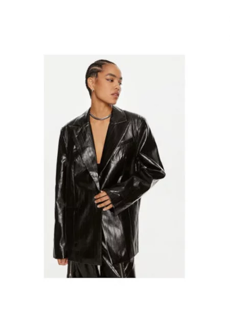 Дамско яке -  304471681 - Екокожа - Черно