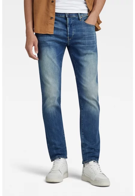 Дънки 3301 по тялото с шлиц с копчета - Избледняло Син