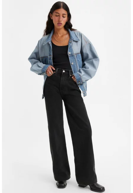 Дънки Ribcage с широк крачол - Черен