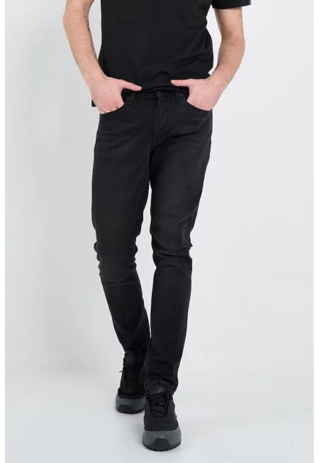 Дънки със средна талия - Избеляло черно