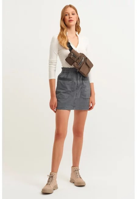 Дънкова къса пола с лиосел