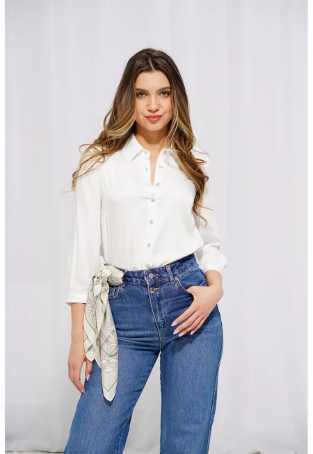 Едноцветна риза Daliana - Бял