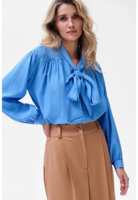 Ефирна блуза Lea с яка панделка от лентички