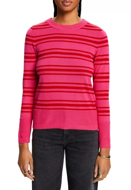 Фино плетен пуловер на райе