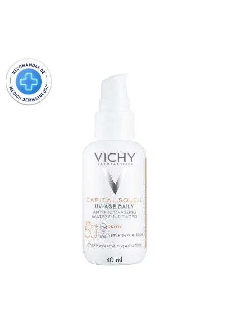 Флуид за лице  CAPITAL SOLEIL UV AGE SPF 50+ - С цвят - С действие срещу фотостареенето на кожата - Средно светъл нюанс - 40 мл
