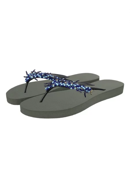 Гумени чехли Peppi с мъниста - Зелен