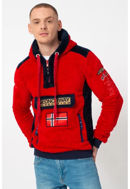 Худи Gymclass с къс цип - Тъмночервен/Тъмносин