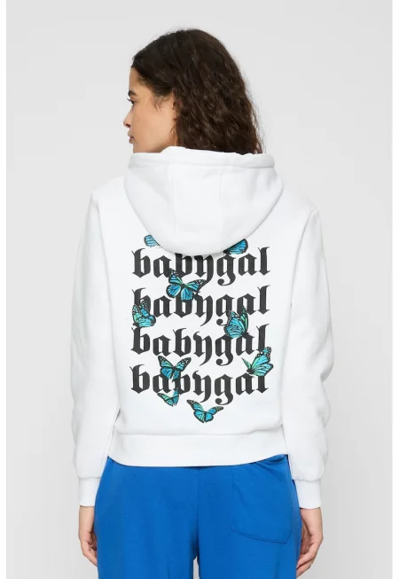 Худи с памук и принт - Бял