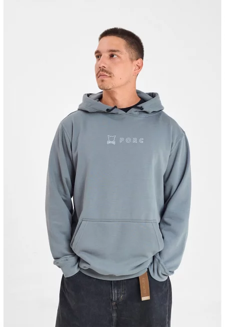 Худи с памук с джоб кенгуру - Tъмносив