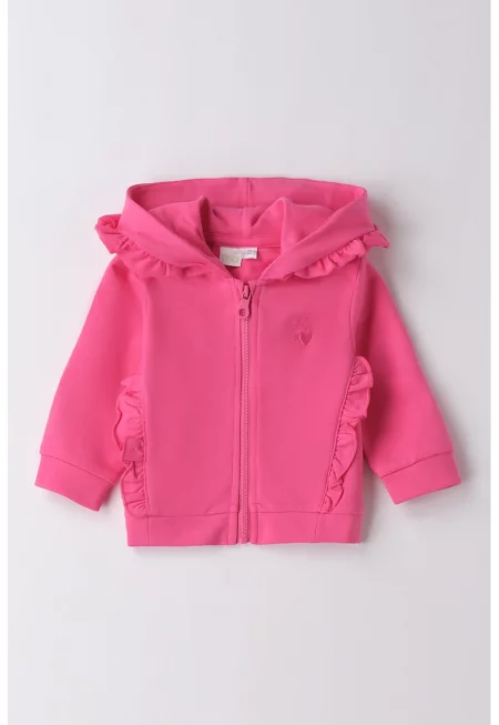 Худи - тениска и панталон - 3 части - Яркорозово/Бял