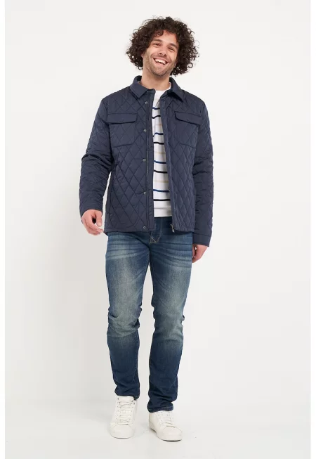 Капитонирано яке с цип - Тъмносин