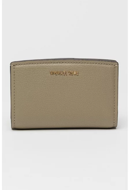 Кожен портфейл Bryant с метално лого - Сиво-кафяв