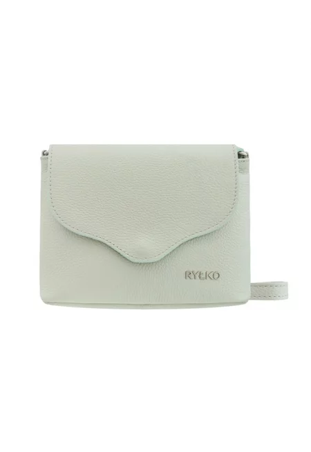 Кожена чанта през рамо с капаче - Бледозелен