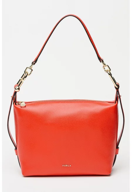 Кожена чанта през рамо с отделяща се презрамка - Червен