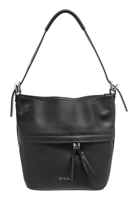 Кожена чанта през рамос лого - Черен