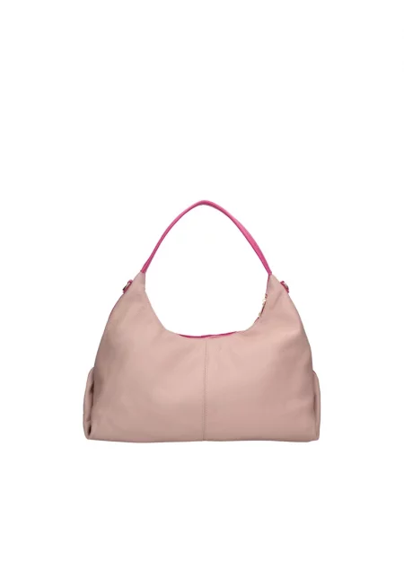 Кожена хобо чанта - Фуксия/Розово