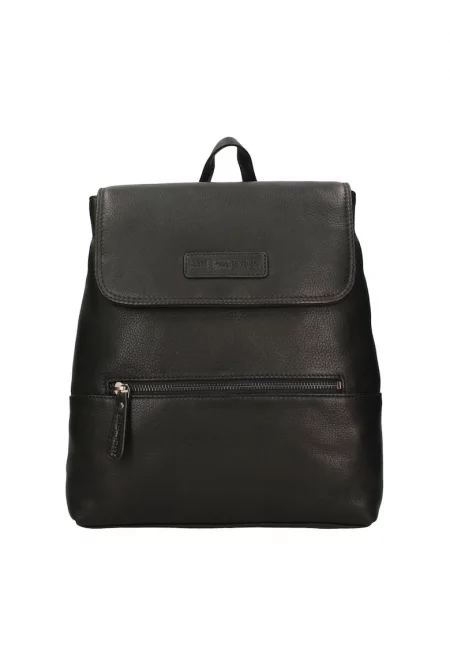 Кожена раница с регулируеми презрамки - Черен