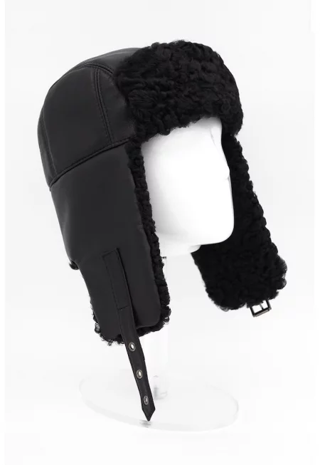 Кожена шапка тип ушанка