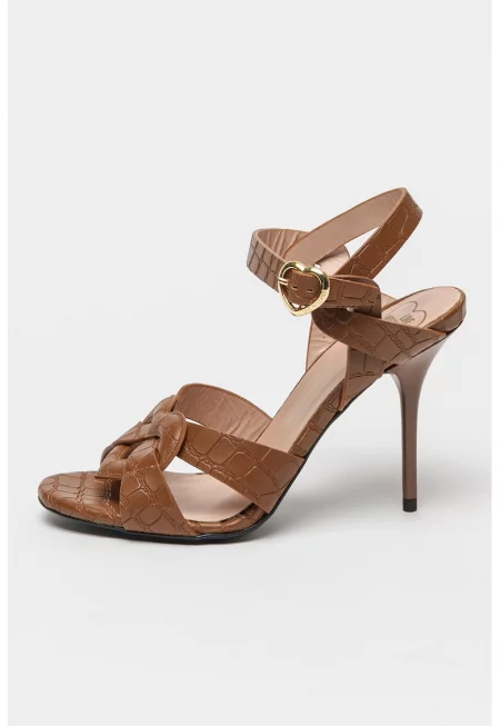 Кожени сандали стилето - Канелено кафяво