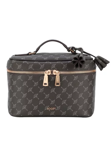 Козметична чантичка Cortina 1.0 от еко кожа с монограм - Маслинено зелено