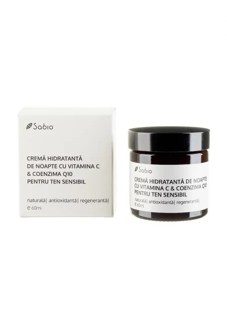 крем за чувствителна кожа - нощен овлажнител - с витамин С и коензим Q10 - 60 ml