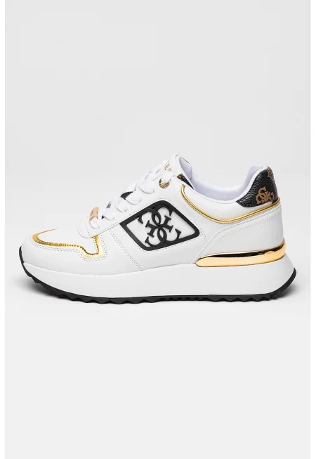 Маратонки с монограм - Бял/Златист/Черен