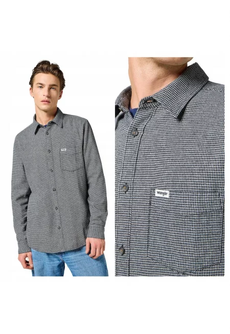Мъжка риза -  One Pocket Shirt - Стандартна кройка - Дълги ръкави - С копчета - Класически дизайн - Памук - M INTL - Сив
