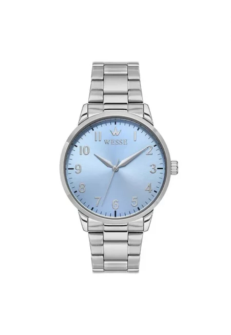 Мъжки часовник  41-46 мм - сива метална стоманена каишка - кварцов механизъм - водоустойчивост 5 ATM